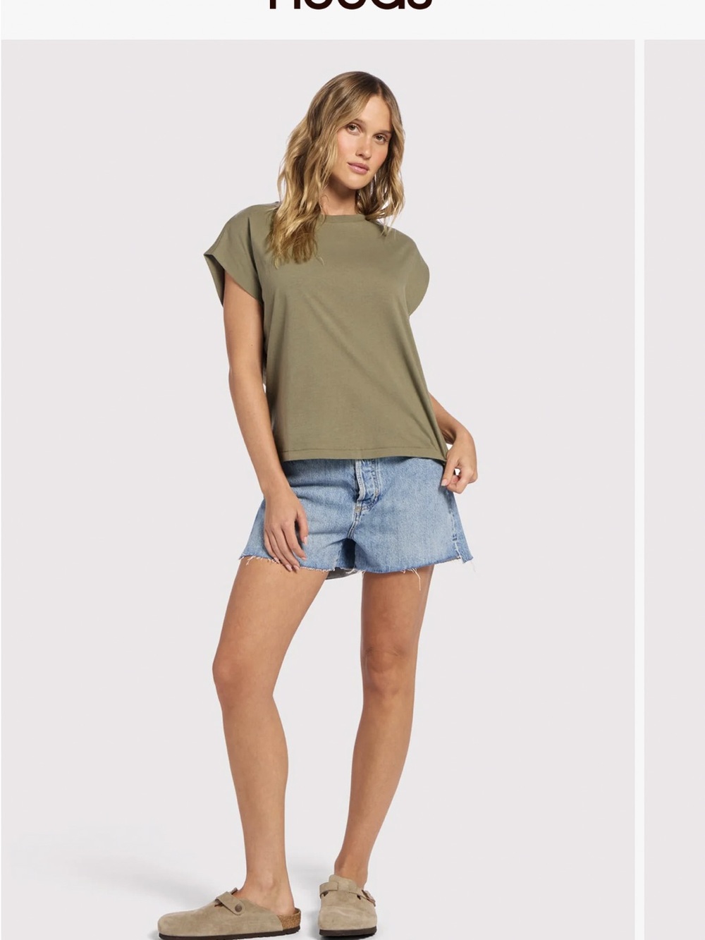 nuuds Olive Green Short Sleeve Boxy Crew Tee